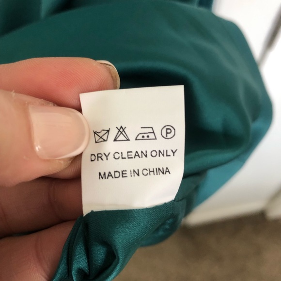 Miss Circle Teal Faye Long Sleeve Satin Dress Size M - Picture 7 of 8